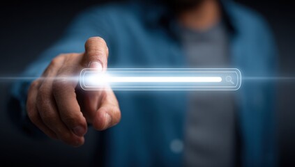 A person's hand interacts with a digital search bar (1)