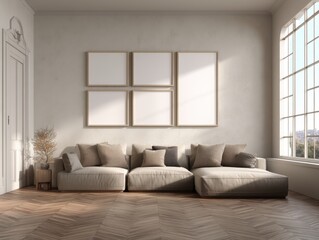 Fototapeta premium A living room with a couch and a window