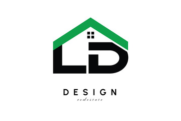 LD Letter Logo – Green Roof House Monogram for Real Estate & Home Branding