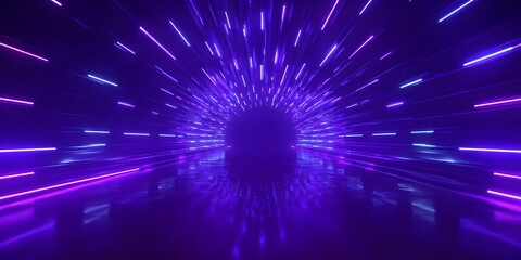 Obraz premium Abstract background with purple light, laser, and neon rays. VJ display, video wall, or dance floor with a glow effect. Digital glowing background for presentation.