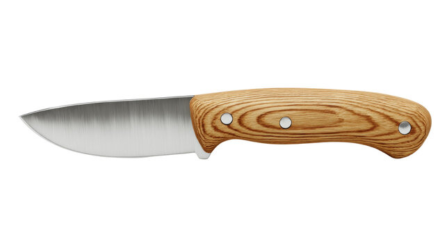 Wood Handled Bushcraft Knife with Steel Blade on a Transparent Ambiance