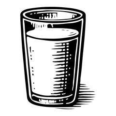 Vintage Black and White Milk Glass Illustration for Dairy Beverage Design