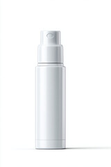 White plastic airless pump bottle ready for cosmetic product. Clean design evokes simple