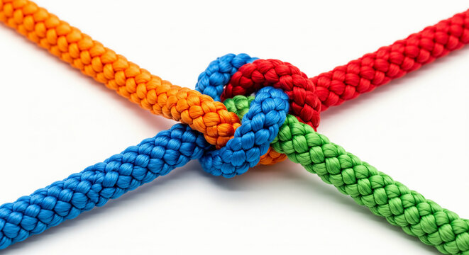 A powerful concept of teamwork, where a diverse team is connected by a shared goal for success