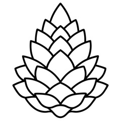 Minimalist line art of a pinecone with clean design