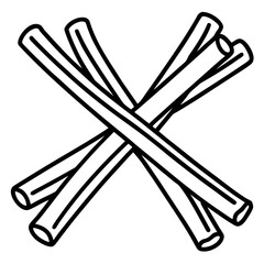 Minimalist line art of cinnamon sticks with clean design elements