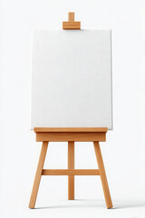 Wooden easel holds pristine blank, ready for artistic expression and new beginnings