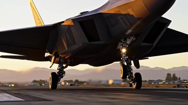 F-22 Raptor Landing at Sunset