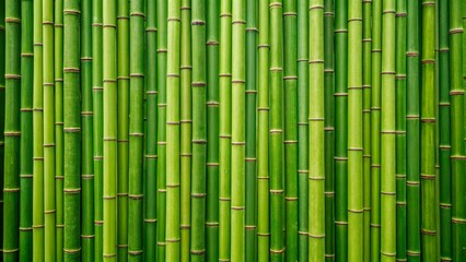 Fototapeta premium A background of green bamboo creates an atmosphere of nature and coziness. Ideal for eco-design, spa and interiors in the Zen style. Emphasizes harmony and tranquility.