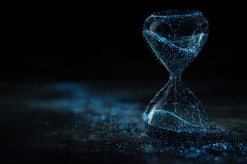 Abstract hourglass with digital particles