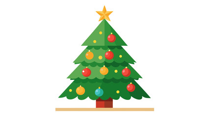 Fototapeta premium Vector art of festive christmas tree adorned with colorful ornaments and a shining star, , bringing joy and holiday cheer to the season