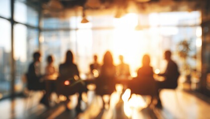 Blurred business meeting at sunset (2)