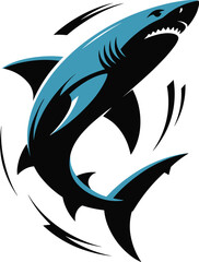 Obraz premium Dynamic Shark Vector Illustration with Bold Lines and Aquatic Theme Design