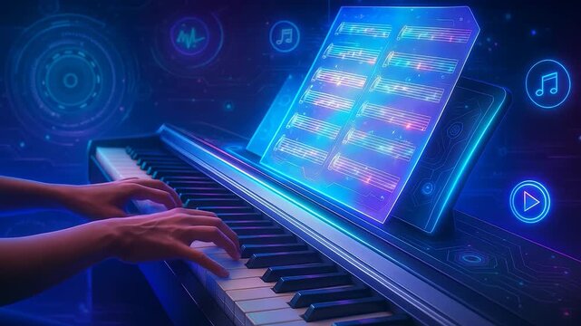 Piano and Digital Music Interface with Sound Editing Controls and Visualization