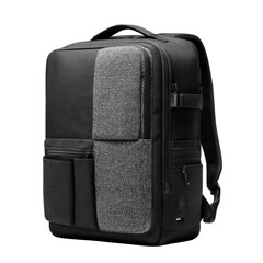 Modern minimalist backpack with textured detail, isolated on a clean, transparent backdrop for