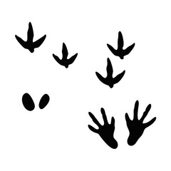 chicken footprints vector set hand drawn illustration on white background, grouse footprints silhouette vector