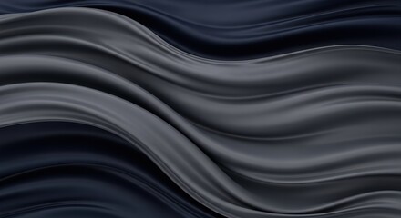 Flowing Dark Silk: Elegant Waves of Gray and Black Fabric Textur