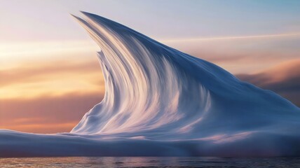 Triangular luminous cloud over calm ocean at sunset photograph