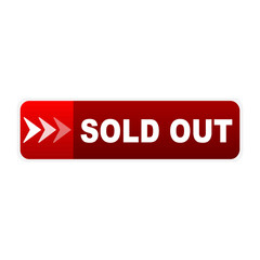 Obraz premium Sold out red button label icon. Vector illustration