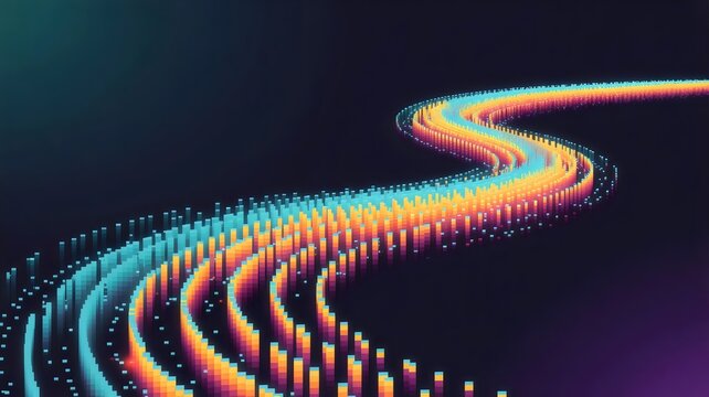 Flowing pixel line transforming into dynamic forward path