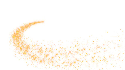 golden christmas light trail wave with gold shiny glitter stars on transparent background ,png holiday and new year isolated design element 