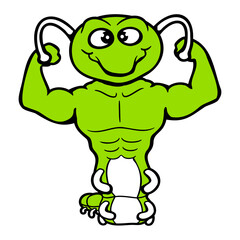 Caterpillar Bodybuilder Muscle Building Strong Fit Weight Lifting