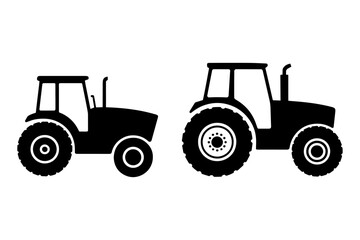 silhouette tractor machine agriculture transportation farm equipment