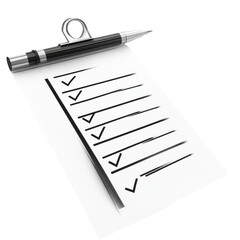 Clipboard with checklist and pen ideal for task management project planning and organization in business education or personal productivity at work on transparent background