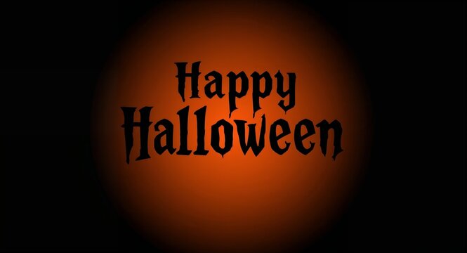 Illuminated 'Happy Halloween' text, glowing orange against a dark background, ideal for festive October celebrations and spooky holiday designs