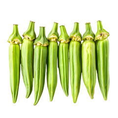 Fresh Okra for Healthy Cooking: Isolated Set of Vibrant Okra Pods for Culinary Concepts