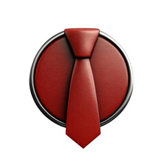 Elegant red tie emblem on a circular badge with a metallic border symbolizing professionalism business attire and formal occasions for stylish designs on transparent background