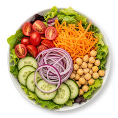 Fresh garden salad with chickpeas and vegetables isolated on transparent background