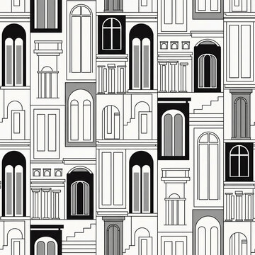 seamless pattern with colorful houses