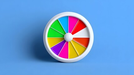 Colorful and visually striking color wheel or palette against a bold blue background, showcasing a spectrum of vibrant hues in a modern, geometric design.