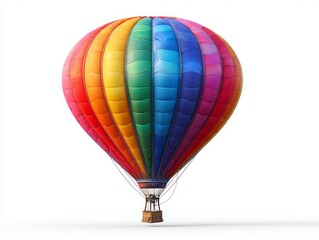 Obraz premium A vibrant, colorful hot air balloon, rendered in a detailed 3d style, against a plain white background.
