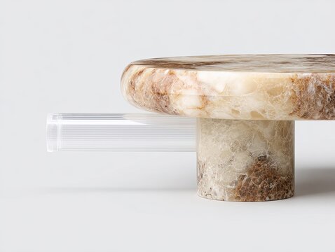 Marble cake stand with clear acrylic tube base