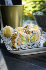 Sushi rolls close up