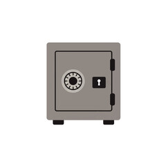 A Detailed Illustration of a Gray Safe with Combination Dial and Keyhole