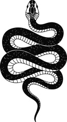 Obraz premium Black and White Silhouette of a Vertical Snake with Detailed Scales and Textured Body illustration