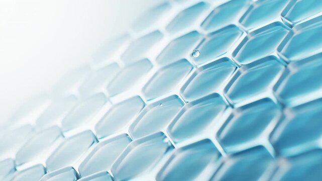 Hexagonal skin cells with cosmetics concept, 3d rendering.