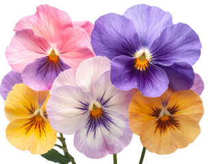 Colorful Flower Macro with Detailed Petals, Transparent Background