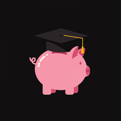 Piggy Bank Wearing Graduation Cap Symbolizing Education Savings and Future