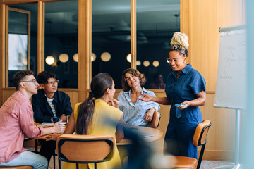 Group discussion among young adults in a casual environment