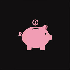 Pink Piggy Bank with Dollar Coin, Savings and Financial Security