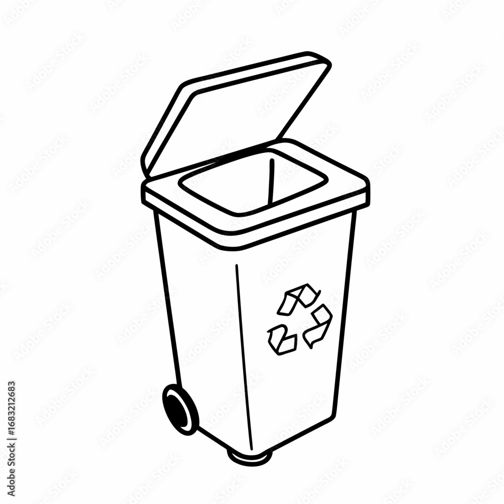 Poster recycle bin icon isolated on a white background with open lid