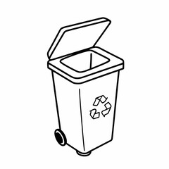 Recycle bin icon isolated on a white background with open lid
