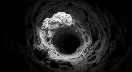 Mysterious Cave Tunnel with Dramatic Lighting