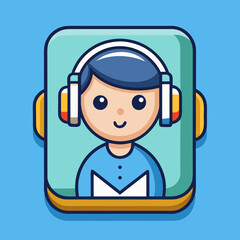 Audiobook maker app icon with a cheerful character in headphones