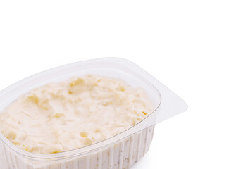 creamy light beige sauce or dip, smooth texture, isolated on white background, ideal for spreads, dressings, or gourmet culinary use.