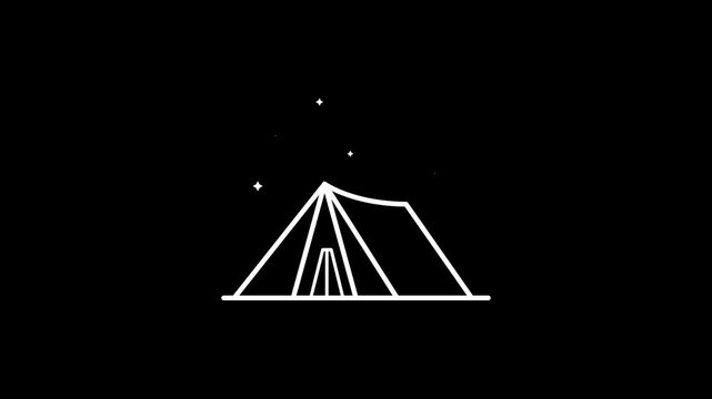 Camp Outline Icon Animation &ndash; 4K Motion Graphic of Tent, Camping, Outdoor Adventure, Nature, Travel, Leisure, Recreation, Digital Projects.